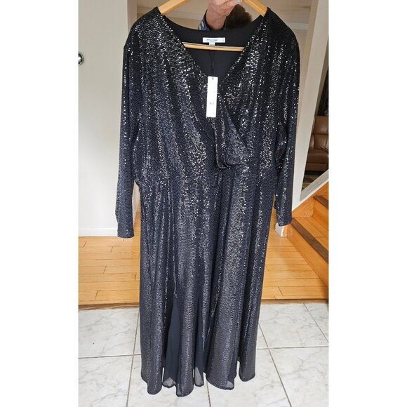 Chico’s Black Sequin Midi Gown NWT Size 4 – Elegant Special Occasion Dress - Picture 1 of 4